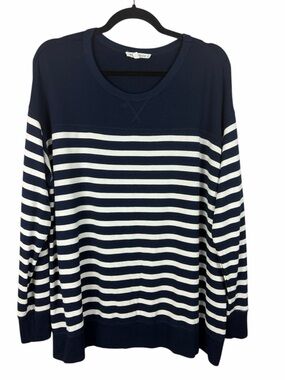 Workshop Republic Clothing Navy Stripe Pullover Top Modal Blend Size 1X